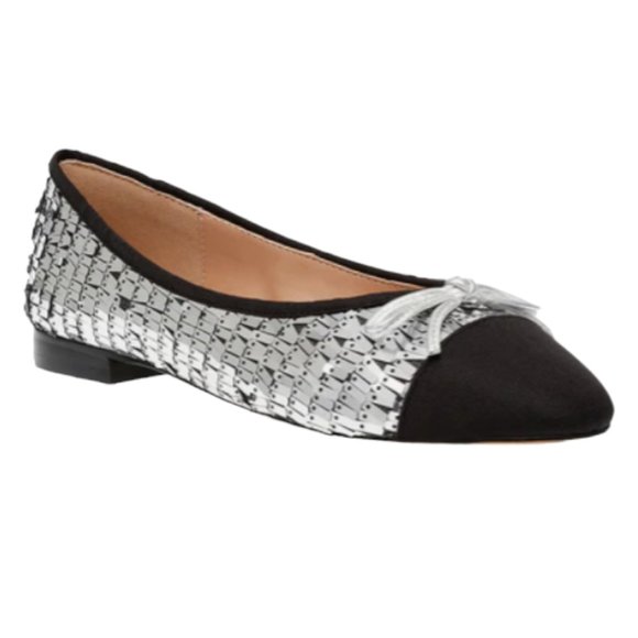 Steve Madden Ellison Silver Sequin Ballet Flat Size 9 - Picture 3 of 8